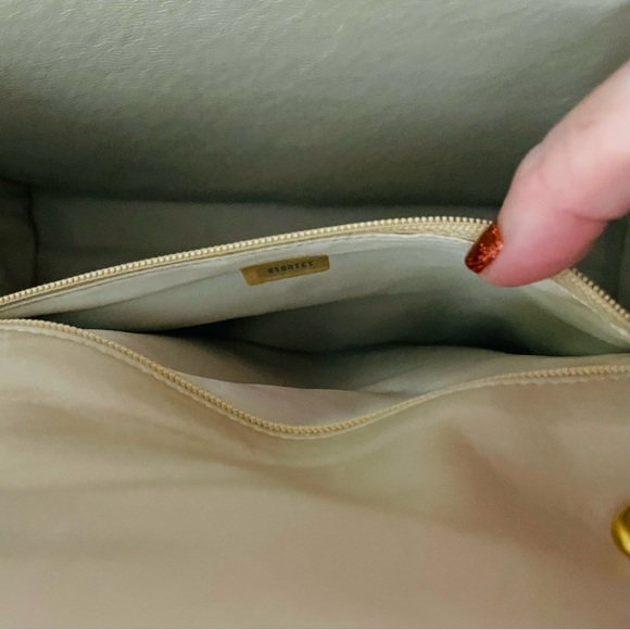 CHANEL Bag Matelasse Shoulder Chain Beige Lambskin Gold Chain Quilted CC Bag GUC - Picture 12 of 16